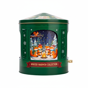 Caja de Metal Redonda Giratoria Personalizada de Alta Calidad para Empacar Galletas, Dulces, Chocolate, Té y Regalos - Product Image 1