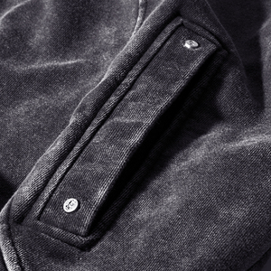 Veste en jean à capuche oversize pour homme, en coton délavé, style streetwear décontracté, couleur unie, coupe classique, manches longues, pour l'automne - Product Image 2
