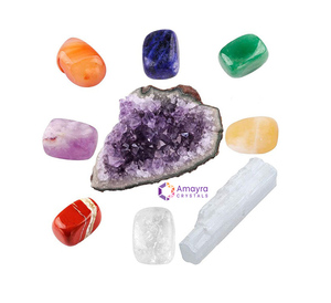 Piedra de Amatista Cruda, Ágata, Kits de Piedras Rodadas de los Siete Chakras, Caja de Personalización, Seis Conjuntos Diferentes, Venta al por Mayor, Cristales Amayra - Product Image 1