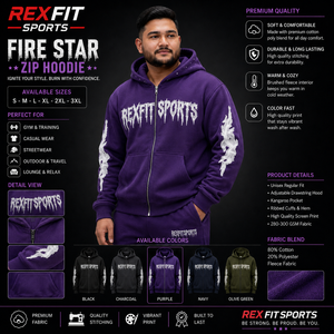 เสื้อฮู้ดซิปแบบเต็มตัว REXFITSPORTS 2026 รุ่นสั่งทำพิเศษ สีม่วง สำหรับทุกเพศ ผลิตจากผ้าฝ้ายผสมโพลีเอสเตอร์ ผ้าฟลีซ สไตล์สตรีทแวร์ เหมาะสำหรับออกกำลังกายและสวมใส่ลำลอง - Product Image 1