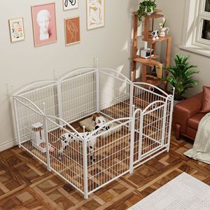 Recinto per Cani in Metallo Resistente da 32 Pollici con 8 Pannelli, Box per Esercizio Interno/Esterno e Recinzione per Cuccioli, Cancelli e Box per Animali Domestici con Porta Facile da Aprire - Product Image 2