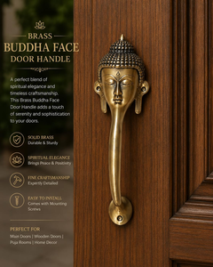 Decorative Metal Buddha Face Door Pull Handle Long Vintage Style Metal Door Handle Hardware for Home Hotel and Wooden Doors - Product Image 4