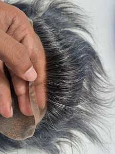Prothèse capillaire homme en cheveux humains Remy indiens, lisse, avec fermeture en dentelle et PU, respirante, ligne de cheveux naturelle, longueur et couleur personnalisables - Product Image 3
