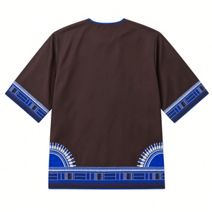 Phi Beta Sigma Brown Men Dashiki Style <b>Shirt</b> Blue <b>White</b> Pattern <b>Long</b> <b>Sleeve</b> V Neck Fraternity Greek Letter Formal Spring - Product Image 4