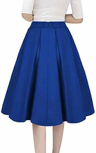 Falda Midi Plisada Azul Rey para Mujer, Corte en A, Cintura Regular, Color Sólido, Cómoda para Usar en Todas las Estaciones - Product Image 6