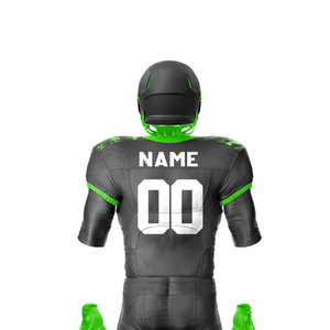 Ensemble d'uniformes de football américain pour hommes, noir, vert, camouflage, maillot sublimé, pantalon, gants, chaussettes, crampons, col en V, manches courtes - Product Image 5