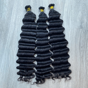 Factory Price 100% Raw Virgin Vietnamese Human Weft Lace <b>Wig</b> <b>Deep</b> <b>Wave</b> Black Color Super Double Drawn Hair Extensions - Product Image 3