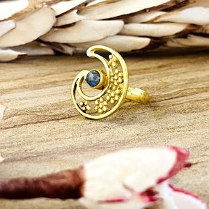 Nuevo Anillo Boho Luna Celestial de Latón para Mujer, Chapado en Oro de 18k, con Labradorita, Ajustable, Venta al por Mayor/OEM/ODM - Product Image 6