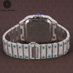 Montre carrée de luxe en acier inoxydable Charm Jewells avec accents en cristal bleu, cadran creux de 40 mm, analogique, mécanique, bracelet de mode pour homme - Product Image 2