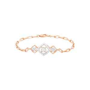 Cadena de Diamantes de Oro Rosa con Diseño Geométrico, Corte Brillante, Engaste de Garras, Lujosa y Clásica para Mujer, Uso Diario, Regalo, Fiesta - Product Image 1
