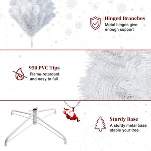 Albero di Natale Bianco 7 Piedi con 1349 Rami e Base in Ferro, Albero Artificiale - Product Image 2
