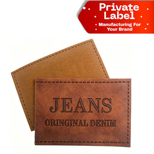 Patchs en cuir de vachette véritable en gros, badges en cuir personnalisés avec logo estampé, patchs en cuir gravés au laser sur mesure en vrac, OEM - Product Image 1