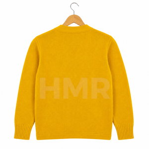 Cardigan en laine tricoté pour femme HMR Sisterhood Sorority, col en V, couleur jaune unie, service OEM, maille ouverte - Product Image 5