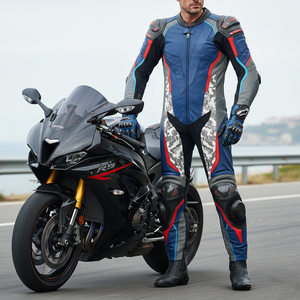 Traje de Motociclismo de Cuero Personalizado para Adultos, Chaquetas de Motociclismo de Cuero Genuino, Ropa de Motociclismo Transpirable de Secado Rápido - Product Image 5