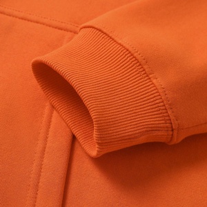 Unisex Oversized Orange Hooded Sweatshirt Solid Color Casual Pocket French Terry Knitted Autumn Wear - Product Image 5