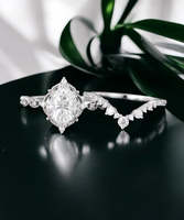 Ensemble de Bague de Fiançailles en Diamant de Laboratoire Taille Ovale, Style Vintage Halo, avec Alliance Courbe en Diamant, Certifié IGI, en Or