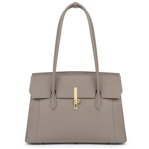 Bolso de mano estructurado de cuero genuino impermeable para mujer, bolso de trabajo con cremallera, bolso de hombro de 7 pulgadas, bolso de oficina minimalista, elegante - Product Image 1