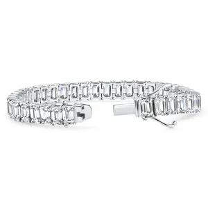 กำไลข้อมือเพชรทรงสี่เหลี่ยมมรกต F/VS 28 กะรัต ทองคำขาว 14k ขนาด 7 นิ้ว น้ำหนัก 17.5 กรัม เพชรเพาะเลี้ยงในห้องปฏิบัติการ - Product Image 4