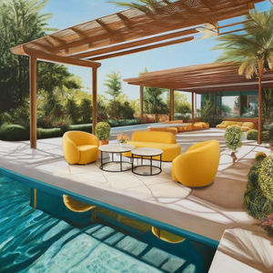 Modern Eco-Friendly Waterproof Wood Living Room & Outdoor Sofa Set with 1 Year Warranty Bold <b>Yellow</b> Color Total Project Solution - Product Image 6