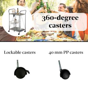 Chariot de cuisine à planche en fer polyvalent et peu encombrant avec panier Meuble de cuisine pratique - Product Image 6