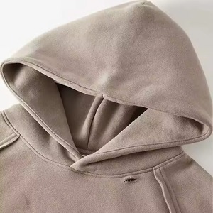 เสื้อฮู้ดดี้ OEM สีซีดแบบวินเทจ ผ้าฝ้ายเนื้อนุ่ม ระบายอากาศได้ดี ทรงโอเวอร์ไซส์ สไตล์สตรีท มีสินค้าพร้อมส่ง - Product Image 4