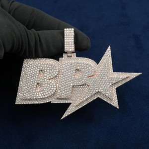 Colgante Personalizado Vintage con Nombre, Estilo Hip Hop, de Plata de Ley 925, con Incrustaciones de Moissanita VVS de Corte Brillante y Diseño de Llama, para Cadena Cubana - Product Image 4