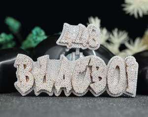 Colgante con Letra Bling Blacboy 448, Plata 925, Chapado en Oro de 18K, con Pedrería, Estilo Hiphop, Unisex, para Regalo - Product Image 1