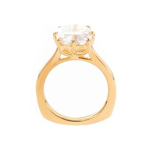 Bague en or 14 carats avec diamant solitaire de laboratoire taille coussin, 9 carats, style ancien, sertie à 8 griffes, pièce de collection vintage rare - Product Image 5