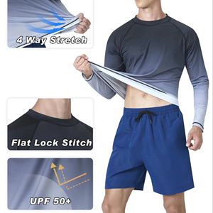 เสื้อแรชการ์ดแขนยาวสีดำ โพลีเอสเตอร์/ไนลอน 200 กรัม พิมพ์ลายแบบรีดร้อนตามสั่ง ป้องกันรังสียูวี UPF 50+ สำหรับว่ายน้ำและออกกำลังกาย - Product Image 4