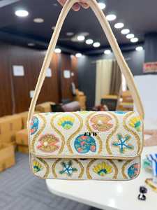 Beaded Fold <b>Over</b> Crossbody <b>Bag</b> Lemon Embroidery Pattern Bohemian Style Women's <b>Shoulder</b> Purse Valentine's Day Thread Waterproof - Product Image 2