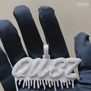 Colgante de Letra Personalizado con Incrustaciones de Moissanita en Plata de Ley 925, Estilo HipHop, con Efecto de Goteo, Colgante de Letra Inicial - Product Image 6