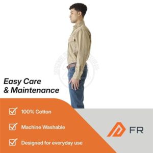 Chemise de soudage en coton lourd, résistante aux flammes, NFPA2112 EN11612 FRC, manches longues, protection contre les arcs électriques CAT2, coton ignifuge - Product Image 4