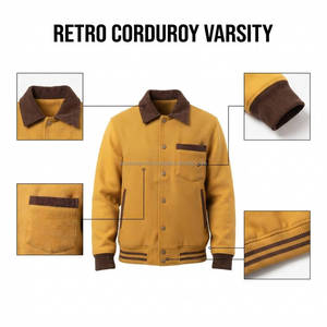 แจ็คเก็ตวาร์ซิตี้ผู้ชาย ขายส่ง แจ็คเก็ตเบสบอลแบบ Letterman สำหรับผู้ชาย แจ็คเก็ตบอมเบอร์ แขนหนัง ปักโลโก้ รับผลิตแบบ OEM ODM - Product Image 6
