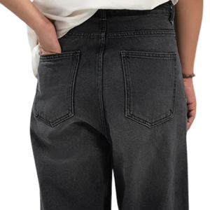 <b>Mens</b> Black Washed Denim <b>Jeans</b> Wide Leg Relaxed Fit Casual <b>Drawstring</b> Waist Five Pocket Streetwear Trousers Fashion Pants Casual - Product Image 4