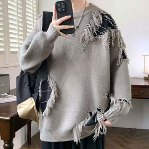 เสื้อสเวตเตอร์ผู้ชายสไตล์ใหม่ ผ้าฝ้าย 100% ระบายอากาศได้ดี เสื้อกันหนาวแขนยาวทรงโอเวอร์ไซส์ - Product Image 2