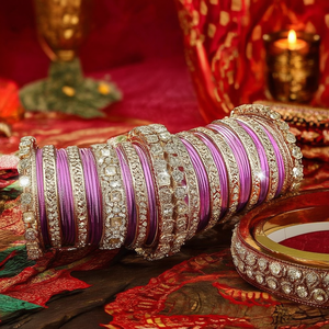 Sparkling Austrian Stone Fashion Jewelry <b>Set</b> for Wedding & Festive Wear 10575607PU_2.4 <b>Bangle</b> Collection - Product Image 3