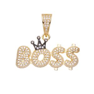 Custom " BOSS " Letter Pendant Moissanite Diamond Hip Hop <b>Chain</b> <b>Iced</b> <b>Out</b> Necklace Gold Jewelry - Product Image 2
