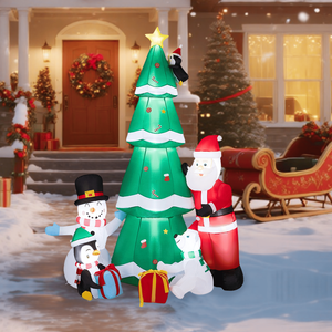 Decorazione Natalizia Gonfiabile in PVC Illuminata da 2,3 m, Divertente Babbo Natale e Pupazzo di Neve, Decorazioni da Giardino, Albero di Natale - Product Image 2