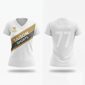 Camiseta de Hockey sobre Césped para Hombre, Malla de Poliéster Premium Interlock 140 GSM, Blanca, Dorada y Gris Carbón, Personalizable con Transferencia Térmica, Secado Rápido, Uniforme de Equipo - Product Image 1