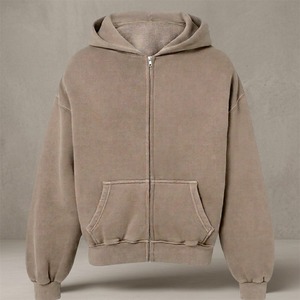 Sweat à capuche personnalisé pour homme, hiver, molleton lourd, 100% coton, grande taille, style streetwear, fermeture éclair double, broderie chenille - Product Image 4