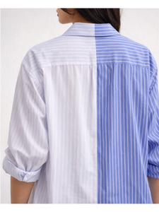 เสื้อเชิ้ตผู้หญิงลำลอง 2 สี กระดุมผ่าหน้า แขนยาว ลายทาง พิมพ์ลาย คอปก ระบายอากาศดี ดีไซน์วินเทจ สำหรับฤดูร้อน - Product Image 6