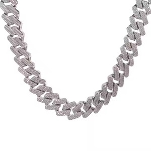 New Luxury Miami Cuban Link <b>Chain</b> Fully <b>Iced</b> D VVS Studded Diamond Tester Check Moissanite Fashion Necklaces - Product Image 2