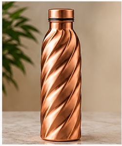 Traditional Hammered Copper <b>Metal</b> <b>Water</b> <b>Bottle</b> with Lid Drinkware - Product Image 6