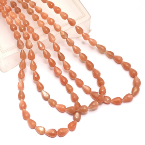 Piedras de Luna Melocotón AAA+ de 5x8mm-7x10mm, Cuentas Briolette en Forma de Lágrima, Gema Semipreciosa Natural, Cuentas Facetadas para Fabricación de Joyas - Product Image 4