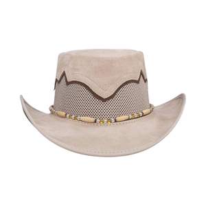 Sombrero Outback de Fieltro Beige Claro con Detalle de Corona Bordada, Sombrero Fedora Occidental de Ala Ancha para Hombre y Mujer, Personalizado - Product Image 3