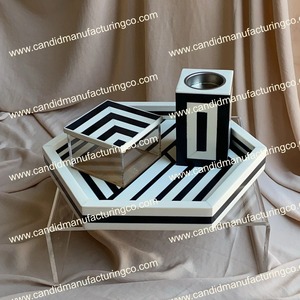 Juego de Bandejas Acrílicas Geométricas Ecológicas con Quemador de Incienso y Porta Semillas, Decoración Aromática India para Uso en Todas las Estaciones - Product Image 3