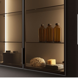 Profilé en aluminium personnalisé de la série 6000 pour porte d'armoire, poignée carrée encastrée et panneau en verre - Product Image 4