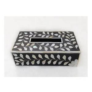 Boîte à mouchoirs rectangulaire classique de haute qualité en os incrusté, en bois et résine, pour la maison, l'hôtel et la restauration - Product Image 1