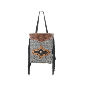 Bolso de mano de cuero mecanizado a mano, alfombra de flores a la moda con flecos de cuero, proveedor de fabricante indio de doble tapa - Product Image 3