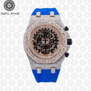 Charm_Jewells Luxury Stainless Steel <b>Watch</b> 40mm Round Diamond Encrusted Sapphire Crystal Analog Dial Unisex Quartz Movement - Product Image 4